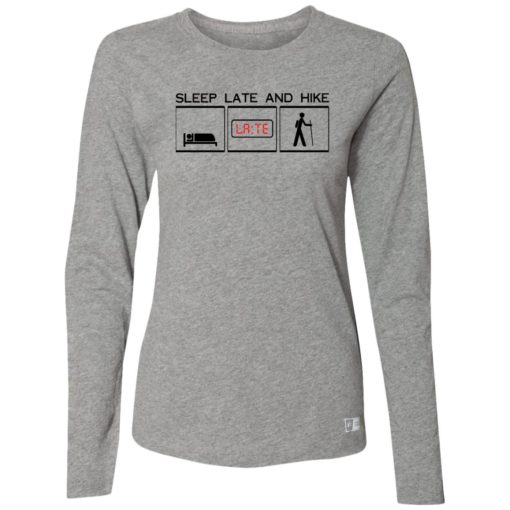 SleepLateandHikeLogoRed 64LTTX Ladies’ Essential Dri-Power Long Sleeve Tee - Image 2