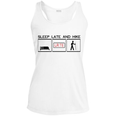 SleepLateandHikeLogoRed Sport-Tek Ladies Performance Racerback Tank
