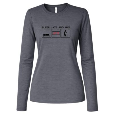 SleepLateandHikeLogoRed Bella + Canvas Womens Jersey Long Sleeve Tee